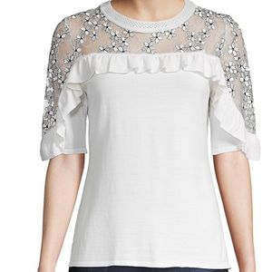 Elie Tahari Flora Illusion Wool Pullover